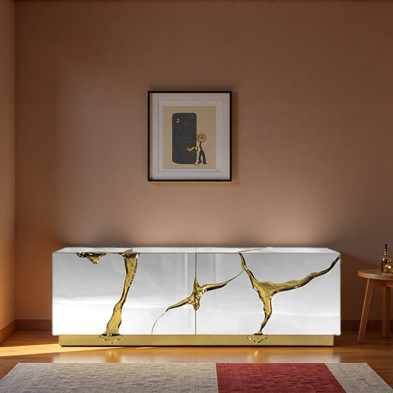 Buffet italien de luxe A Light, Blanc, H 29,92 po x l 70,87 po x P 17,72 po