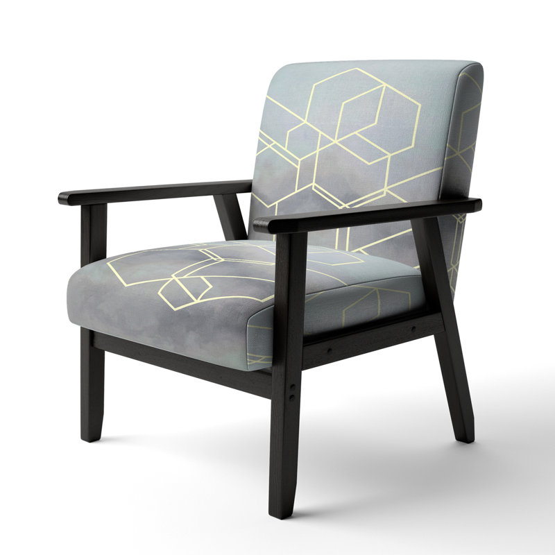 Cubic Abstract Grey Marble Art - Chaise rembourrée de style Mid-Century moderne et fauteuil