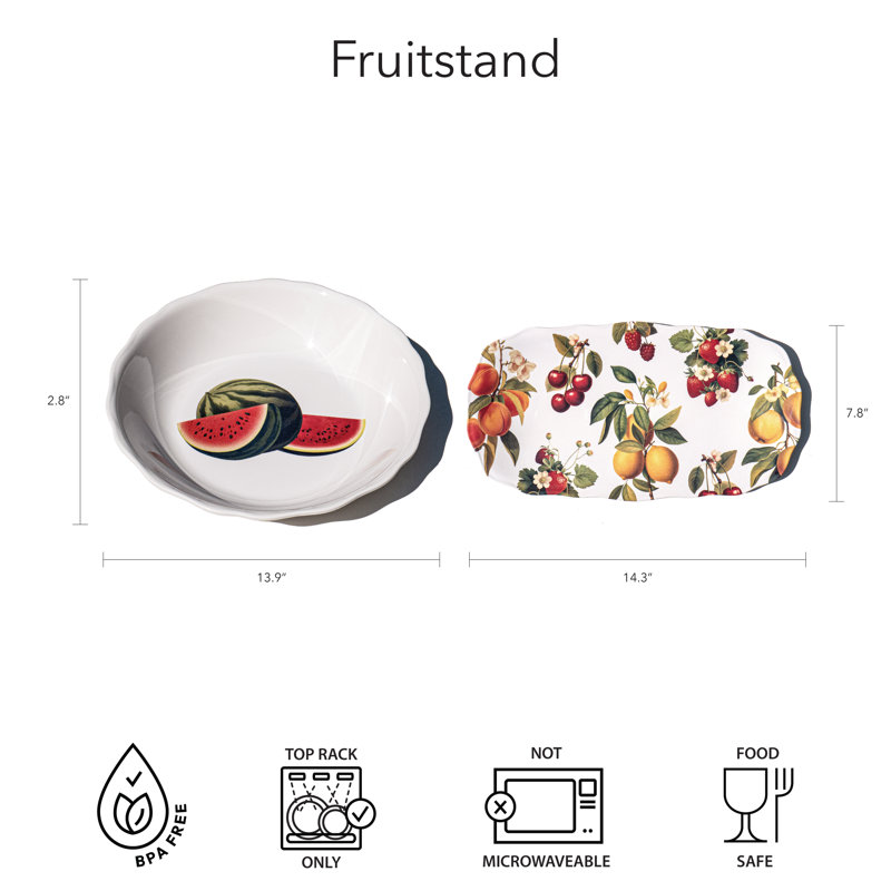 Multicolore plateau de service en mélamine Fruitstand - 14,3 po x 7,8 po
