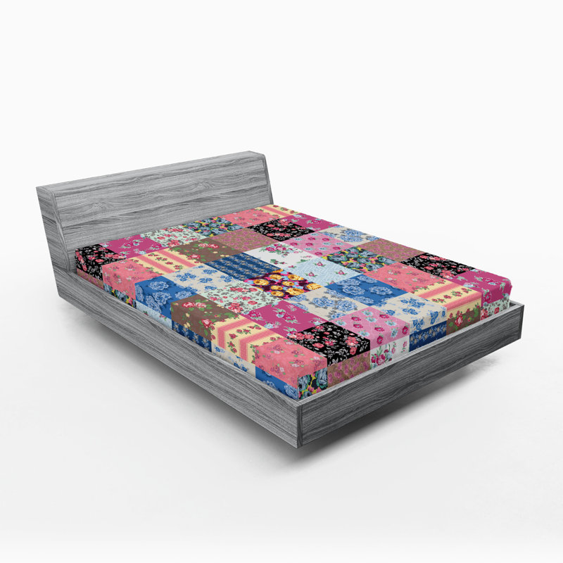 Ensemble de 2 draps-housses Ambesonne, Patchwork multicolore, Drap-housse de taille très grand