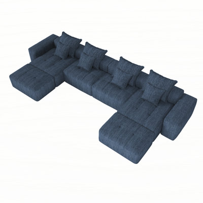 Boneless Modern Oversized Modular Sectional Sofa,Sparkling Chenille Fabric Soft Cushion Sofa with 8 Pillows,8 PCS DIY Combination Tufted Sofa,No Assembly Required,