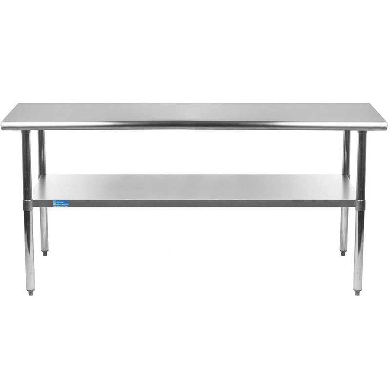 Stainless Steel Prep Table. 18 Gauge Metal Work Table with Undershelf. NSF, 35" H x 72" L x 24" W