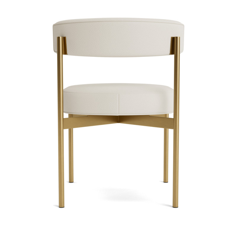 Remy Upholstered Dining Chair, Brushed Brass, Greenwich Performance Leather - Cream