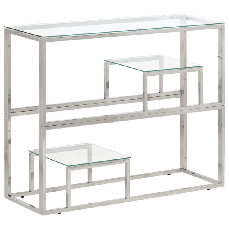 Lorraina 35.4'' Glass Top Console Table, Silver