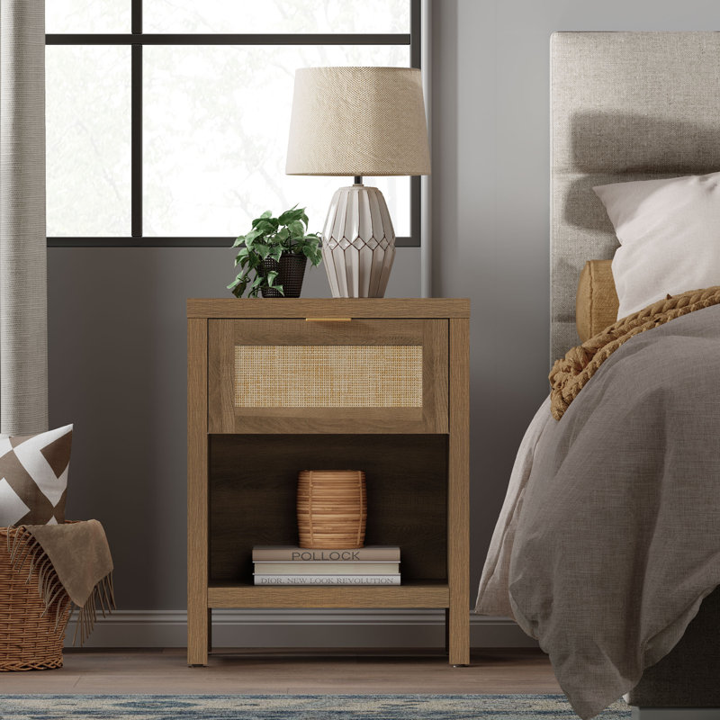 Beason 19.7'' W Particle Board / Chipboard Nightstand, Caramel Oak