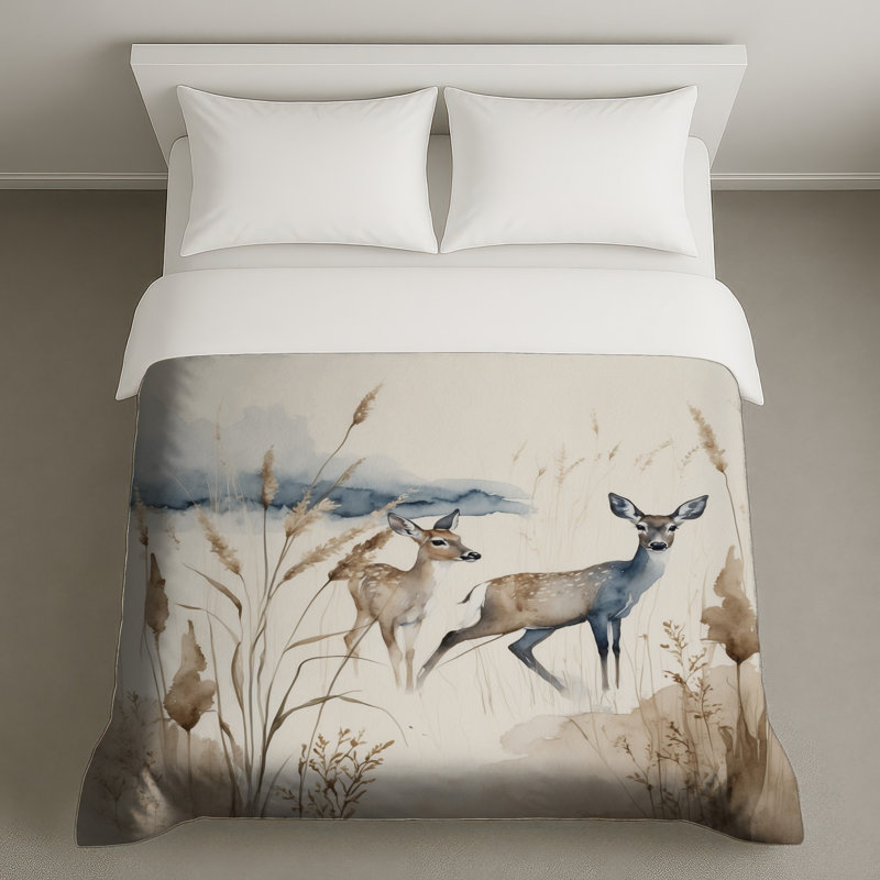 Housses de couette cerf dans une prairie, Grand lit