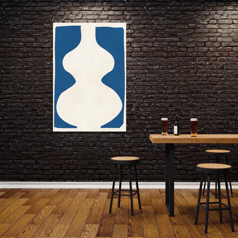 Organic Blue Minimal Shape Abstract Contemporary Elegant Wall Art Print 1 Piece Wrapped Canvas Wall Art
