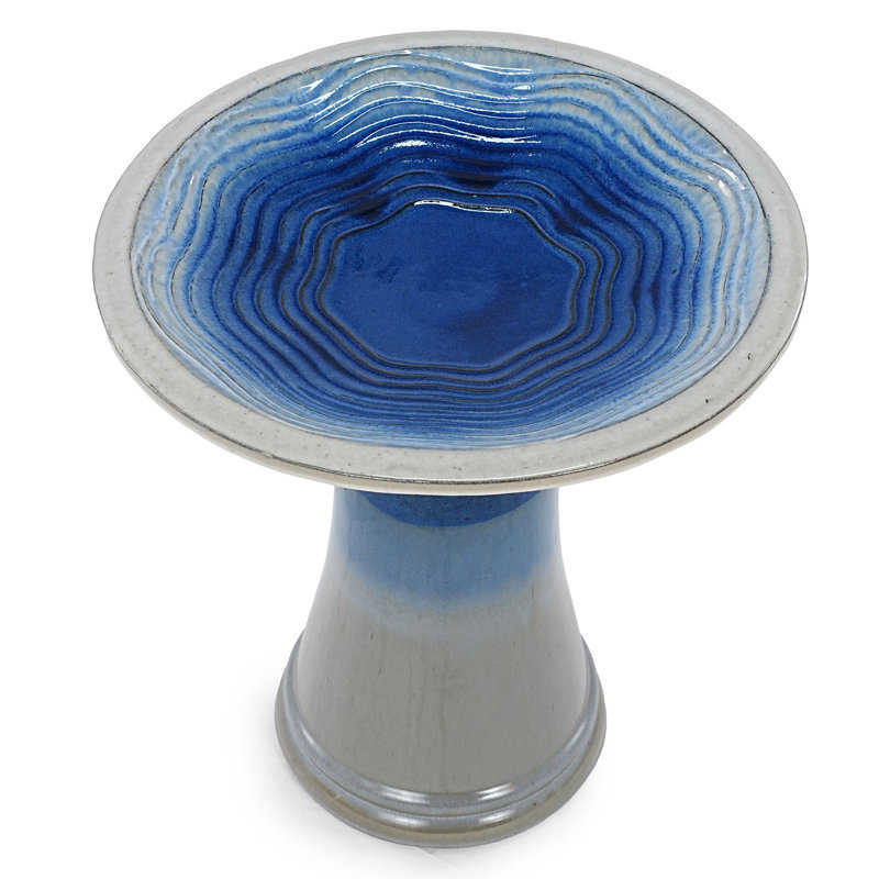 Baignoire d'oiseau en céramique 17 pi, Blue/Gray