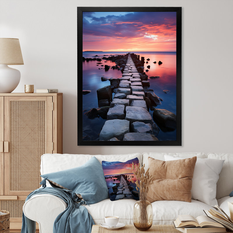 Eta rose mauve Miami Pier Serenity, Cadre photo noir, H 44 po x l 34 po x P 1,5 po