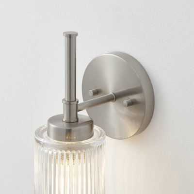1- Light Clear Ribbed Glass Wall Sconce