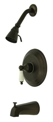 Vintage Tub and Shower Faucet Trim With Porcelain lever handles