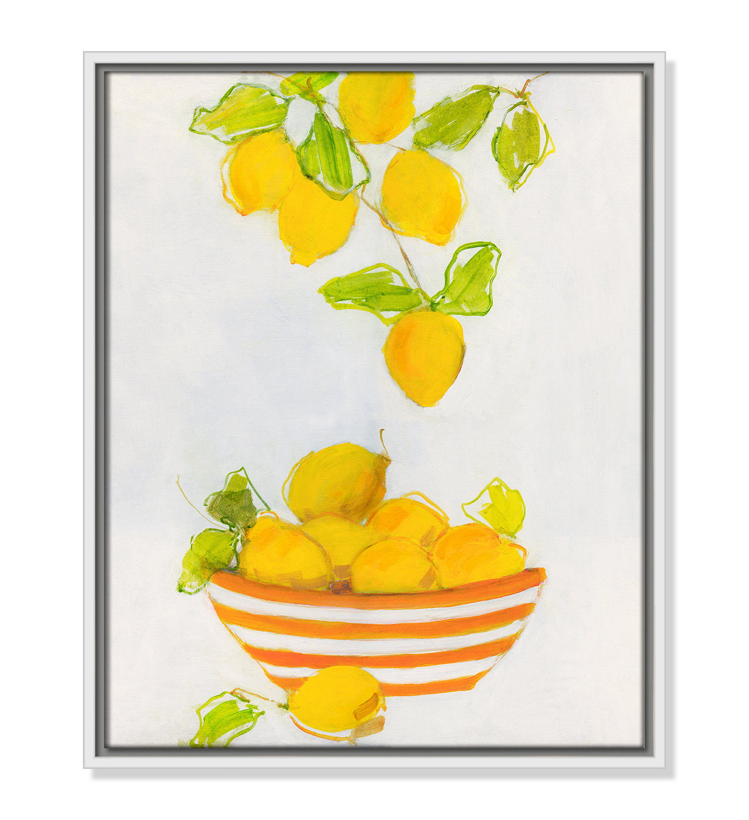 Darcy "Lemonlicious" Painting by Sally Swatland, 21.5" H x 17.5" W x 2" D, White Framed Canvas