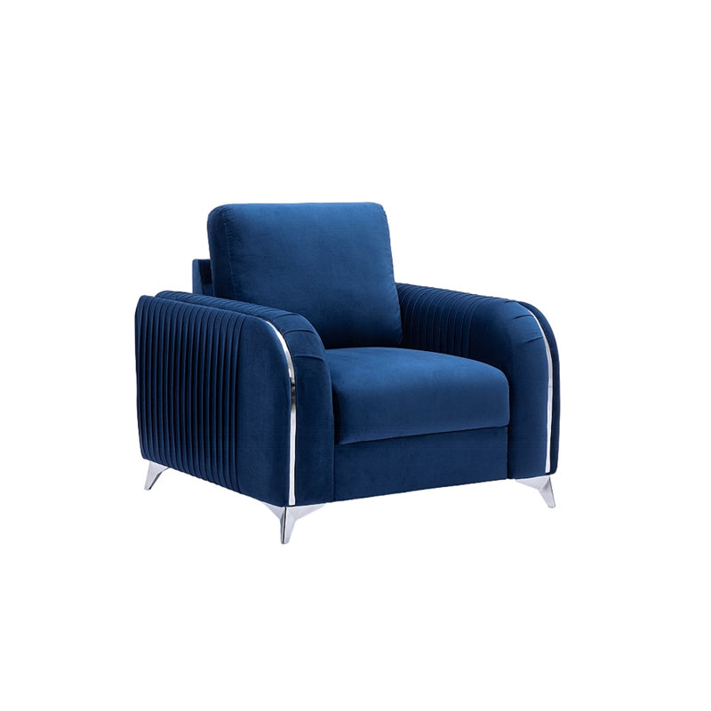 Fauteuil en velours bleu jiaya