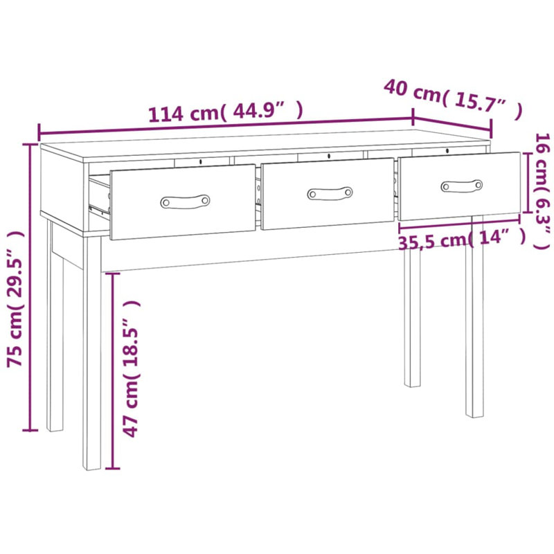 Kaeli Solid Wood Console Table, Honey Brown, 75 cm H x 76.5 cm W x 40 cm  D