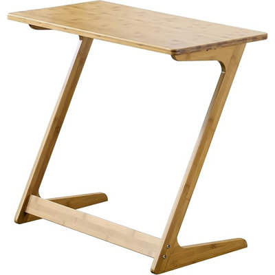 Zoopolyn Tv Tray Table Bamboo Tv Dinner Table Z Shaped End Table For Sofa Couch Laptop Living Room Bedroom Natural