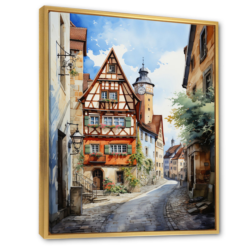 Laverham Allemagne Rothenburg Street I, H 44 po x l 34 po x P 1,5 po, Cadre flottant doré