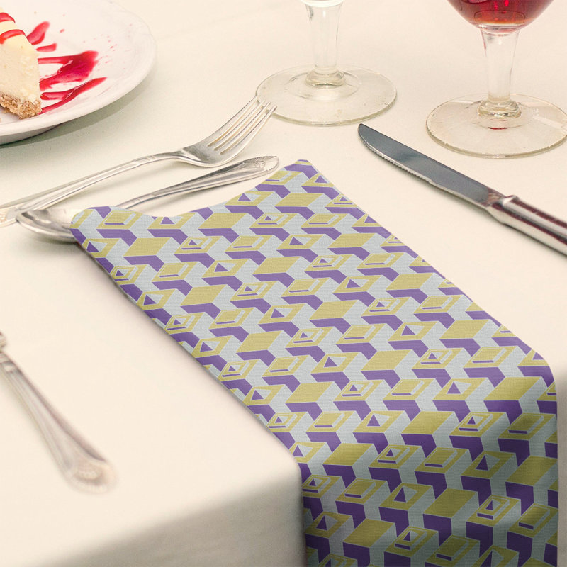 Serviette de table en coton à motif de gratte-ciels à deux couleurs, H 0,1 po x l 10 po x P 10 po, Jaune / Mauve