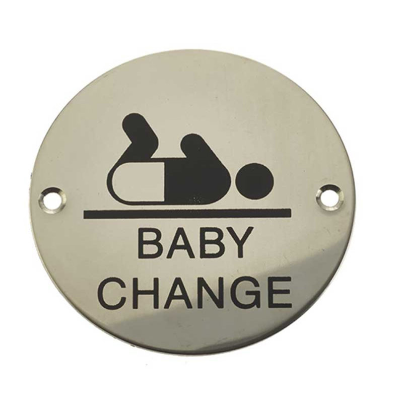 Dia Baby Change Sign, Polished Stainless Steel