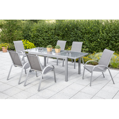 Ashmita 6 - Person Patio Dining Set with Extendable Rectangular Table