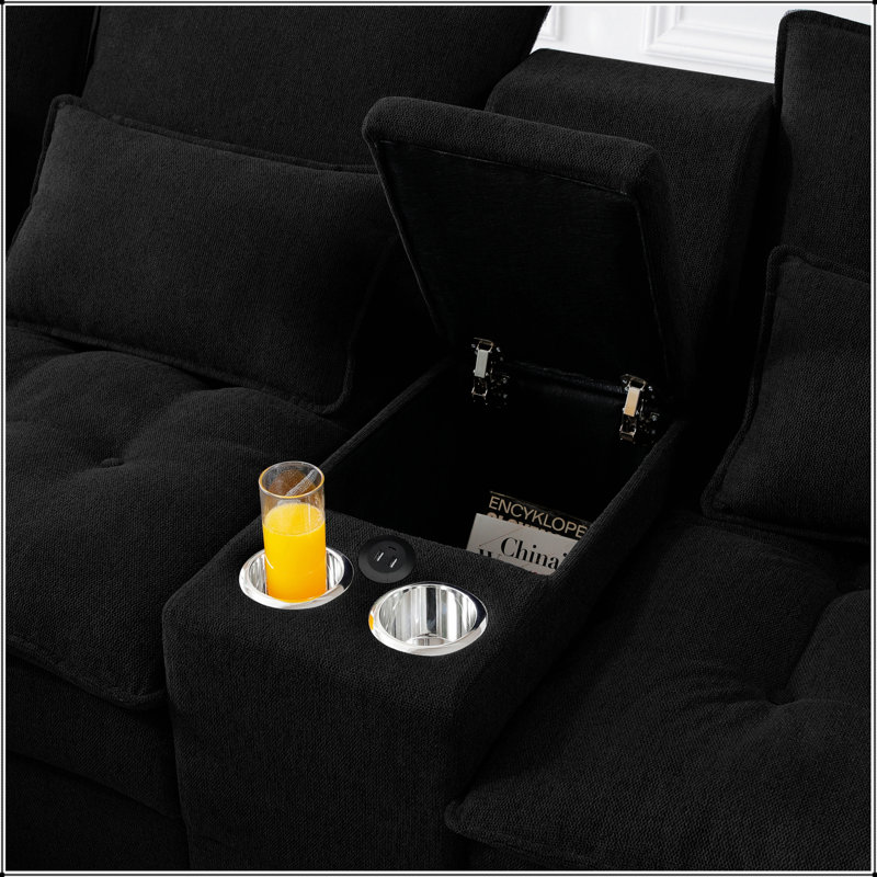 Canapé modulaire rembourré en U spacieux avec console intégrée et ports USB pour un confort moderne dans le salon