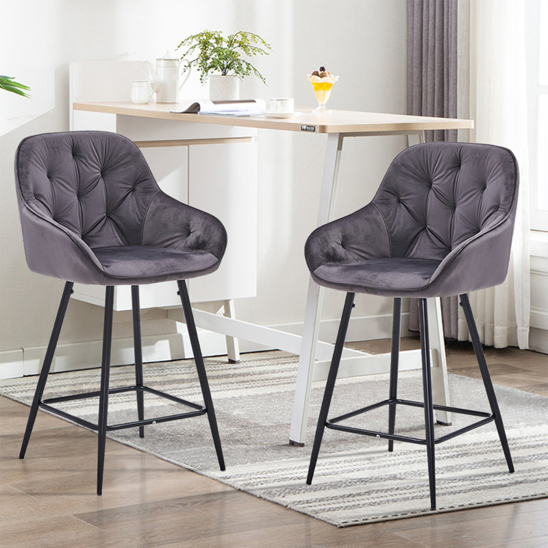 Johnie Counter Stool with Metal Frame, Grey