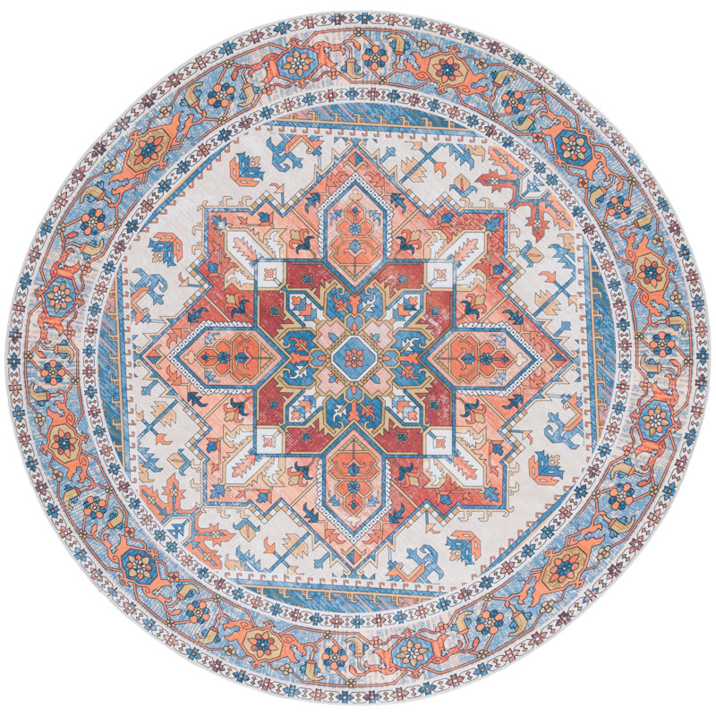 Alisha Area Rug with Non-Slip Backing, Round 6'