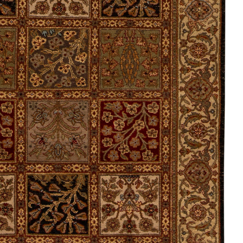 Tapis brun / ivoire de haute qualité noué à la main