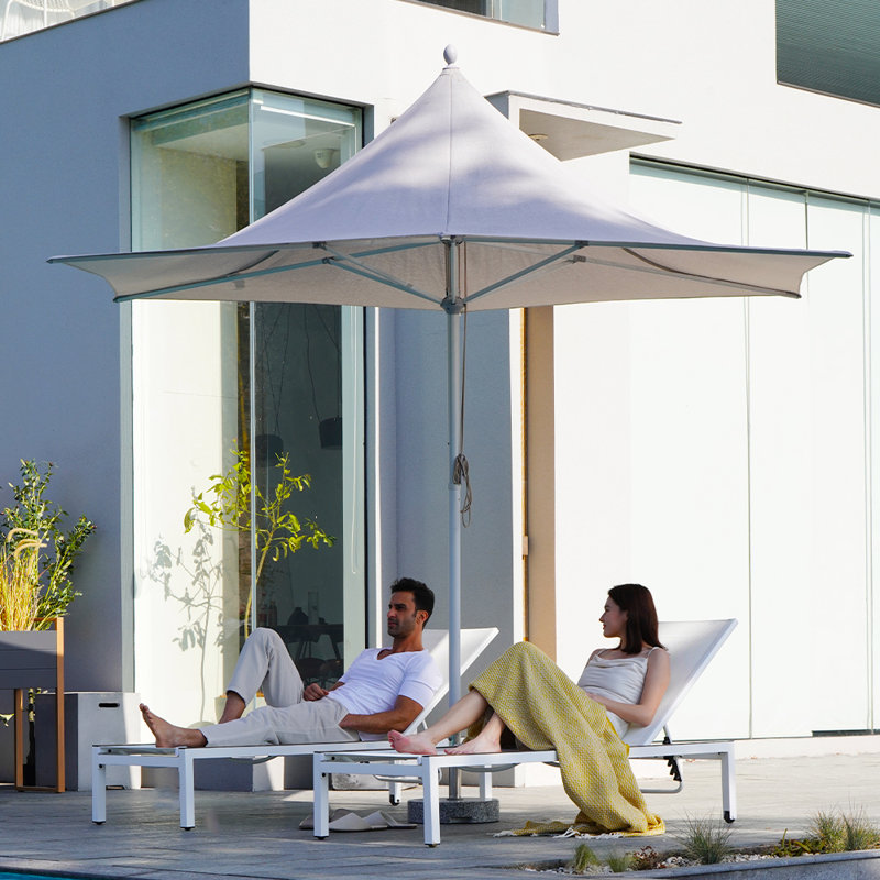5ft outdoor patio umbrella 10x6.5ft Rectangle with Crank and Steel Frame Maypex tipping weight Arlmont & Co. 11.5 Ft