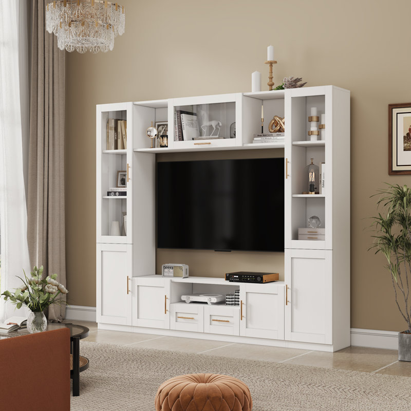 Tarajee Wall Unit Entertainment Center for living room, White