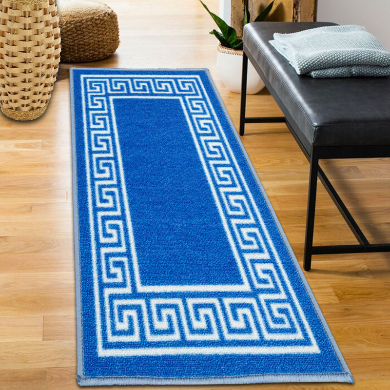 Anais Kitchen Mat, Rectangle 80 x 300cm, Blue/Cream