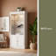 Vitrine de 78,75 po de hauteur avec bibliothèque 3 pièces avec plafonnier réglable à DEL 5 couleurs, tablettes de style rétro avec tablettes en verre trempé pour le salon, le bureau, le studio ou l'espace de travail