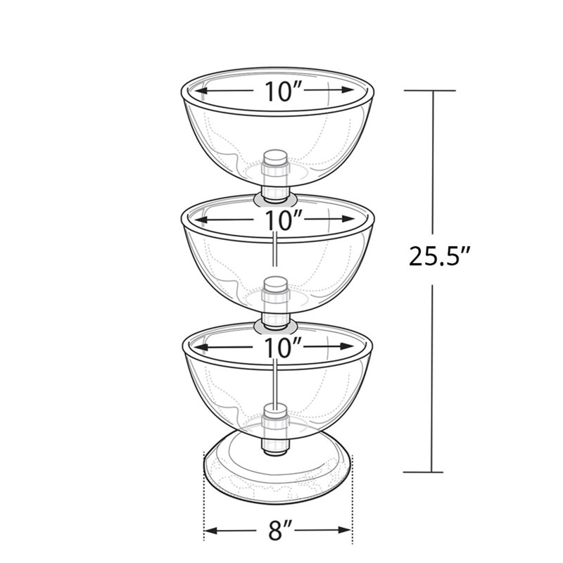 Présentoir bol à trois niveaux de 10 po, 10 po et 10 po