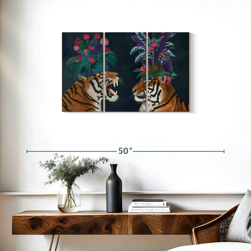 Brampt Hot House Tigers Pair Dark, 20'' H X 33'' W