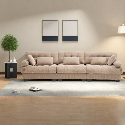 Deep Seat Sectionals, Wood Frame Modern 123 Inch Sofa For Home Family
