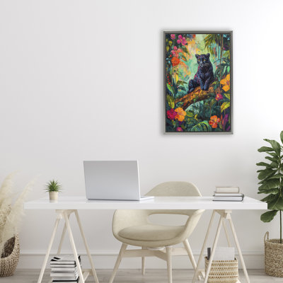 Wild Side Black Leopard Floating Frame, design by Petal Prints Design