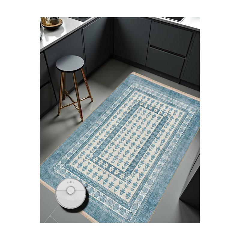 Albach Cotton Washable Floral Indoor / Outdoor Rug, 2'4" x 3'11"