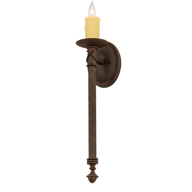 Rust Finish Steel Candle Wall Sconce