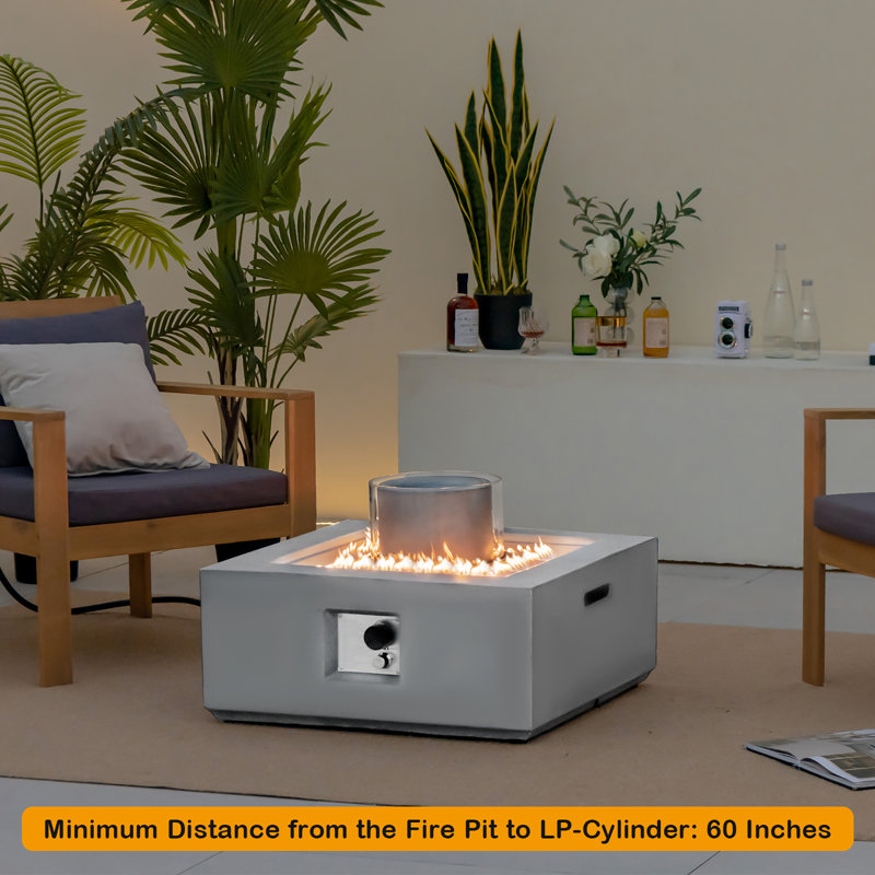 Table de foyer d'extérieur au propane, Gris, H 19 po x l 28 po x P 28 po