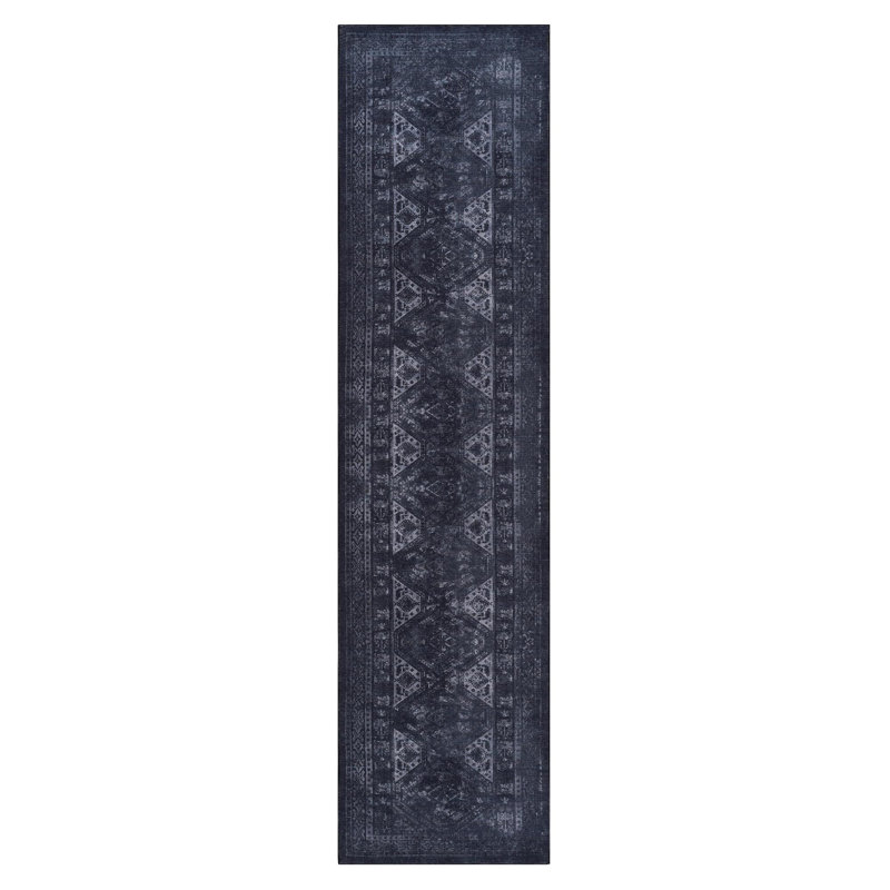 Tapis noir et gris lavable, Rectangle 2 pi 5 po x 10 pi