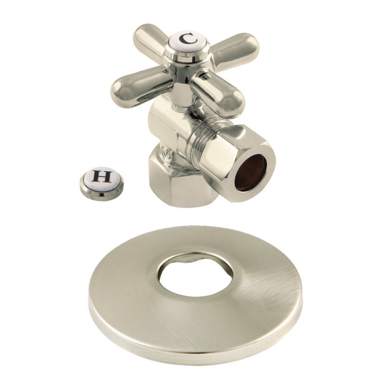 Valve d'arrêt à quart de tour Comp avec bride, Nickel brossé