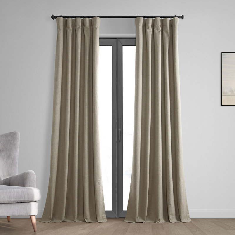 Bodulf Thermal Cross Linen Weave 100% Blackout Curtains for Bedroom & Living Room Curtains - Single Panel Drapes, 50" x 120"