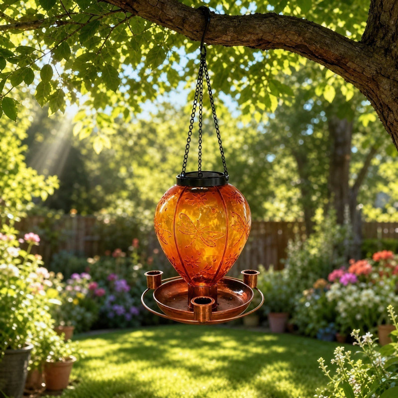 Station de grain solaire en forme de fleur avec veilleuse 2 en 1 pour l'extérieur, 15,7 x 7,67 x 7,6 po, orange, Orange