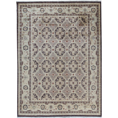 Tapis brun et beige de haute qualité noué à la main Ziegler