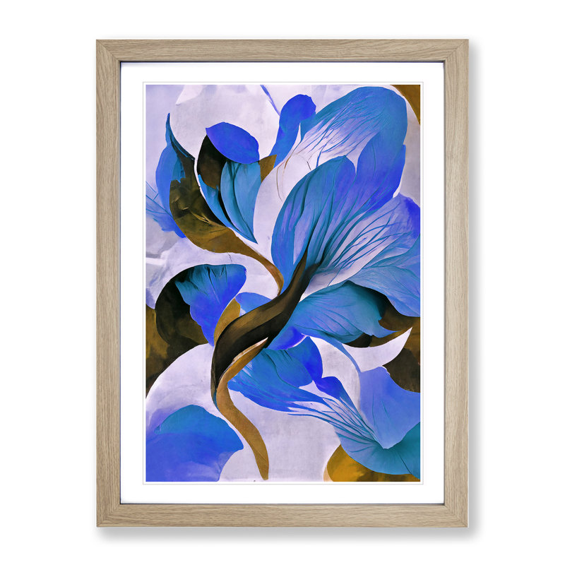 Flower - Single Picture Frame Print, 64cm H x 46cm W x 2cm D, Oak