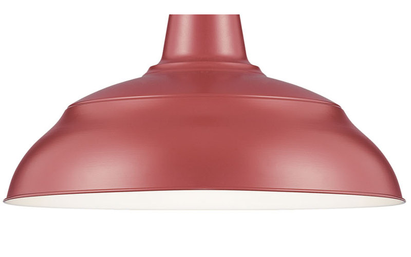 Abat-jour de luminaire suspendu en métal Gutierez (à visser), H 8,25 po x l 14 po, Rouge satin