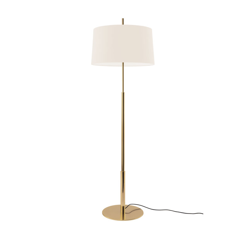 72" Traditional Floor Lamp, White, Shiny Gold