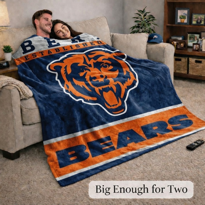 Plush NFL Blankets, 60"x80", Super Soft & Warm - All Teams, Chicago Bears