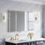 Ensemble miroir de salle de bain encastré ou en saillie de 48 po L x 30 po H avec armoire à pharmacie biseautée et étagères en verre réglables-1449070542