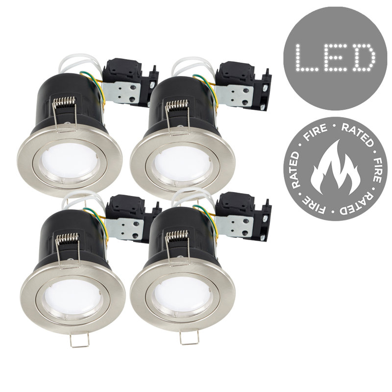 Twist and Lock Fire Rated Retrofit Downlight, Brushed Chrome