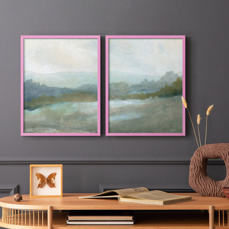 Impression encadrée Azure Valley I-Premium - prête à être accrochée - aucun clou requis - aucun clou requis, Rose